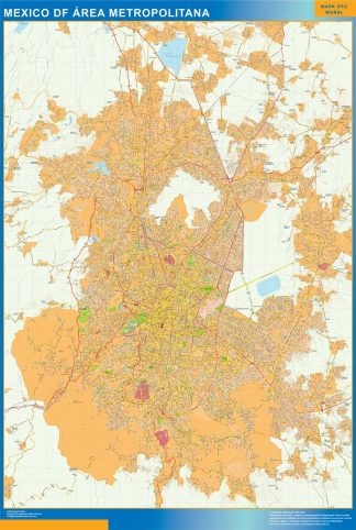 Mapa Mexico Area en Mexico enmarcado plastificado