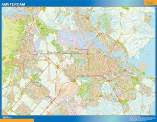 Mapa de Amsterdam enmarcado plastificado